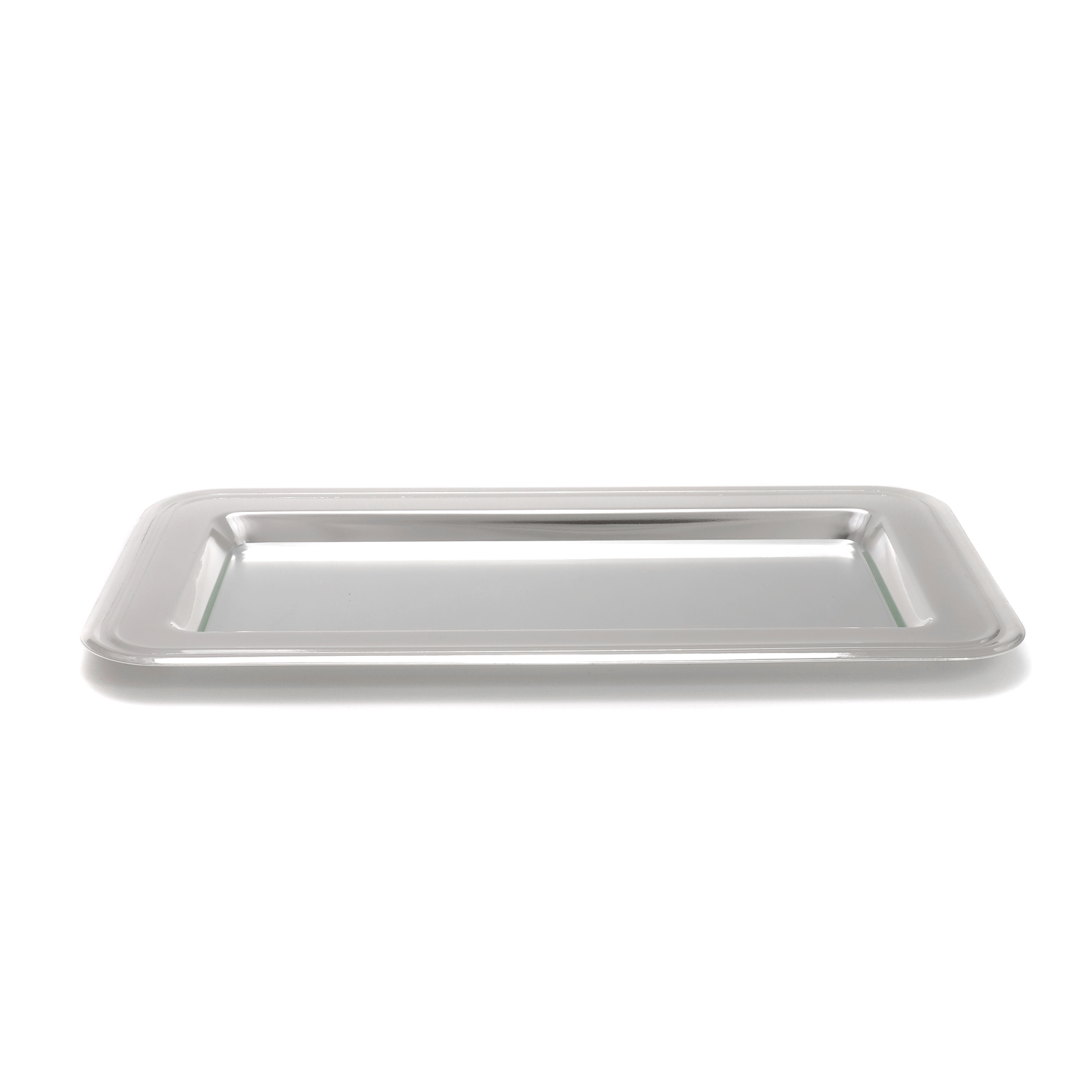 TRAY SERVING TRAY SILVER PLATED WITH GLASS INSERT SILVER SMALL