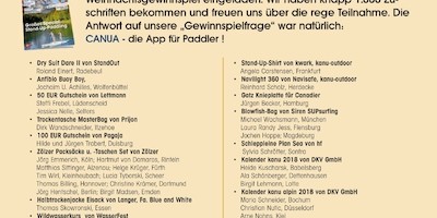 Das KANU-SPORT-Weihnachtsgewinnspiel: Die Gewinner