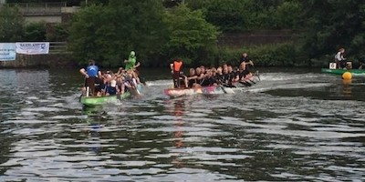 Sonnwendfeier mit Drachenboot-Regatta in Saarbrücken