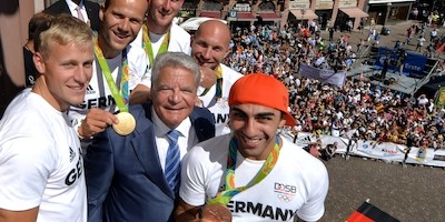 Empfang der Olympiamannschaft in Frankfurt