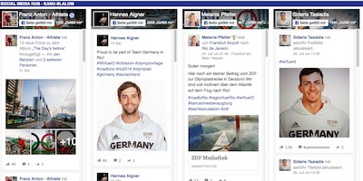 Social Media Hub der Olympiafahrer