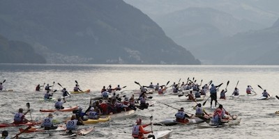 Kanu-Marathon mit fantastischem Alpenpanorama