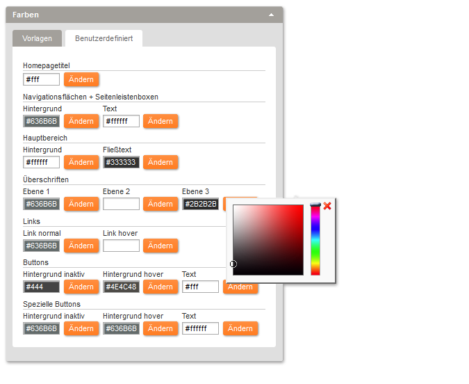 Designeditor - Farben